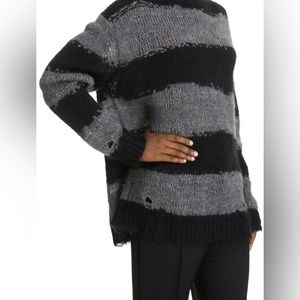 Acne Studios Kalia Block Stripe Distressed Sweater